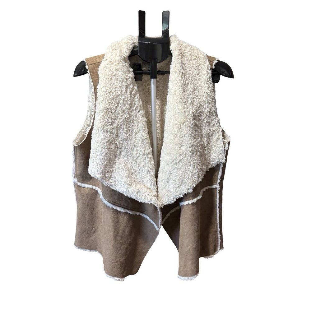 St. John’s Bay Faux Suede Sleeveless Sherpa Open Front Vest Women’s SZ XL